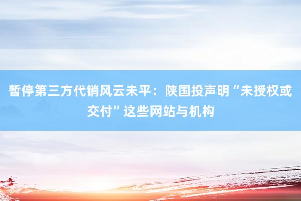 暂停第三方代销风云未平：陕国投声明“未授权或交付”这些网站与机构