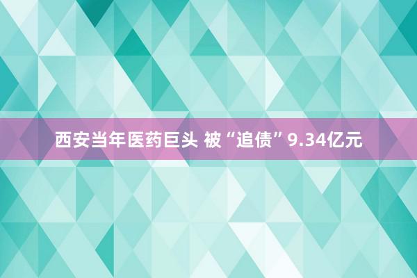 西安当年医药巨头 被“追债”9.34亿元