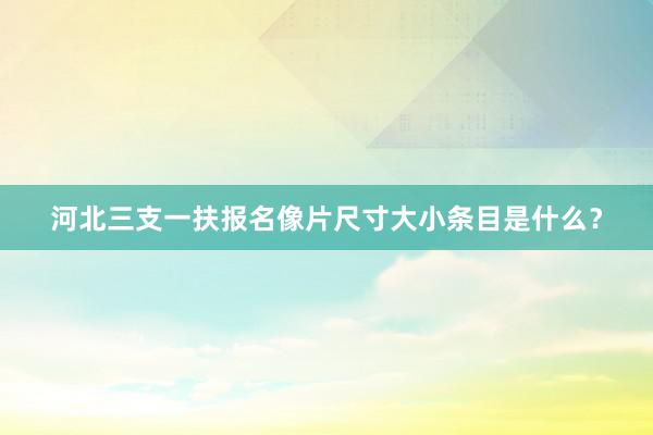 河北三支一扶报名像片尺寸大小条目是什么？