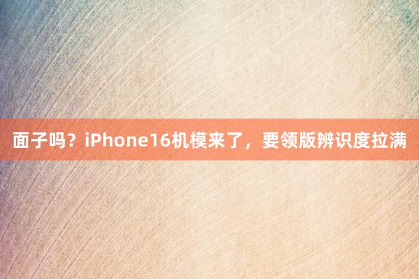 面子吗？iPhone16机模来了，要领版辨识度拉满